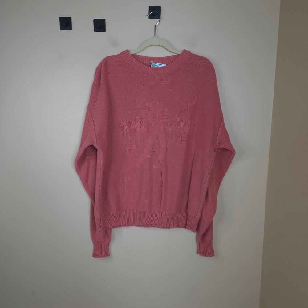 Vintage Sansabelt Golf Knit Crewneck Pullover Sweater in Salmon Size L